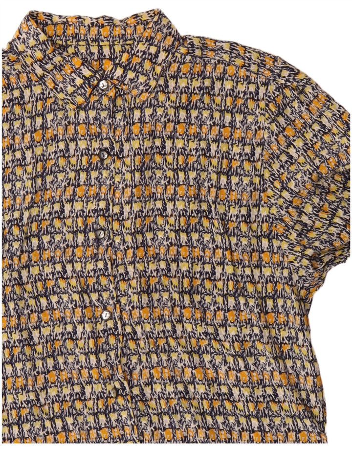 Vintage mujer patrón abstracto camisa Reino Unido 14 grande multicolor