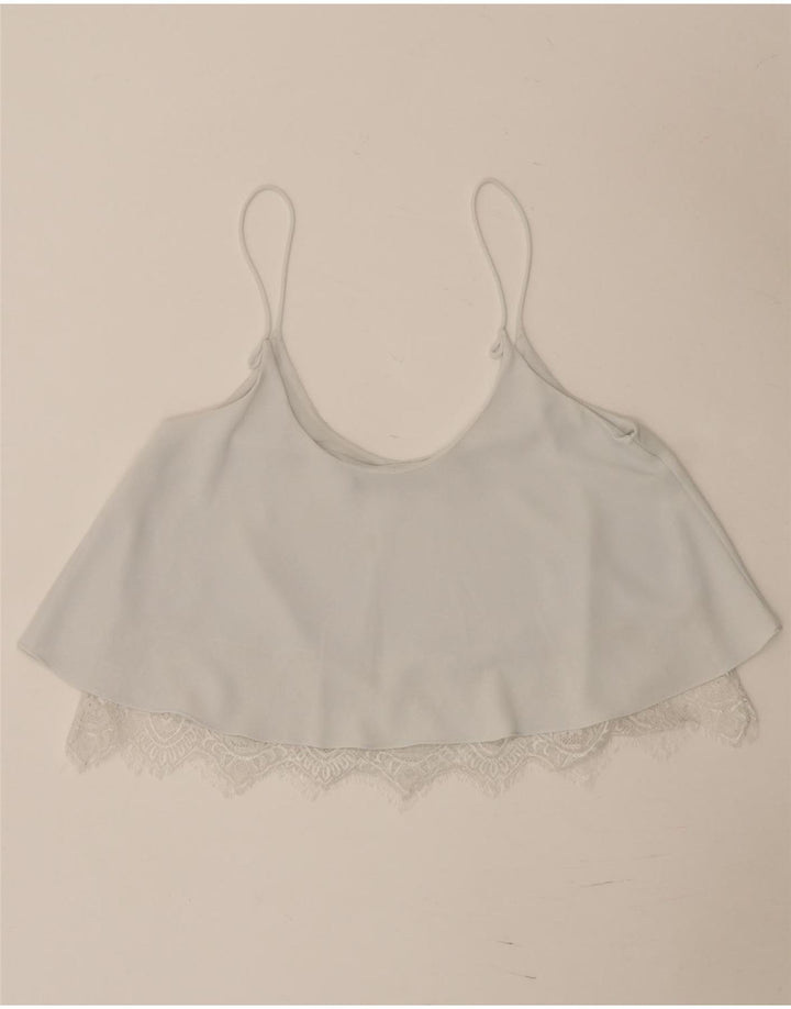 Zara Mujer Cami Top UK 10 Small Blanco
