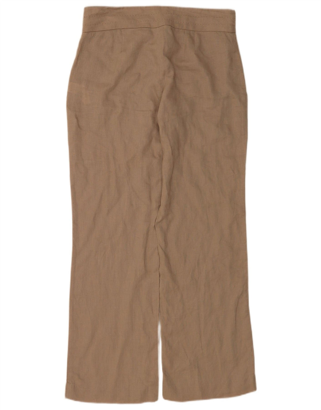 Zara Mujer Pantalón Recto Mediano W28 L29 Beige Lino