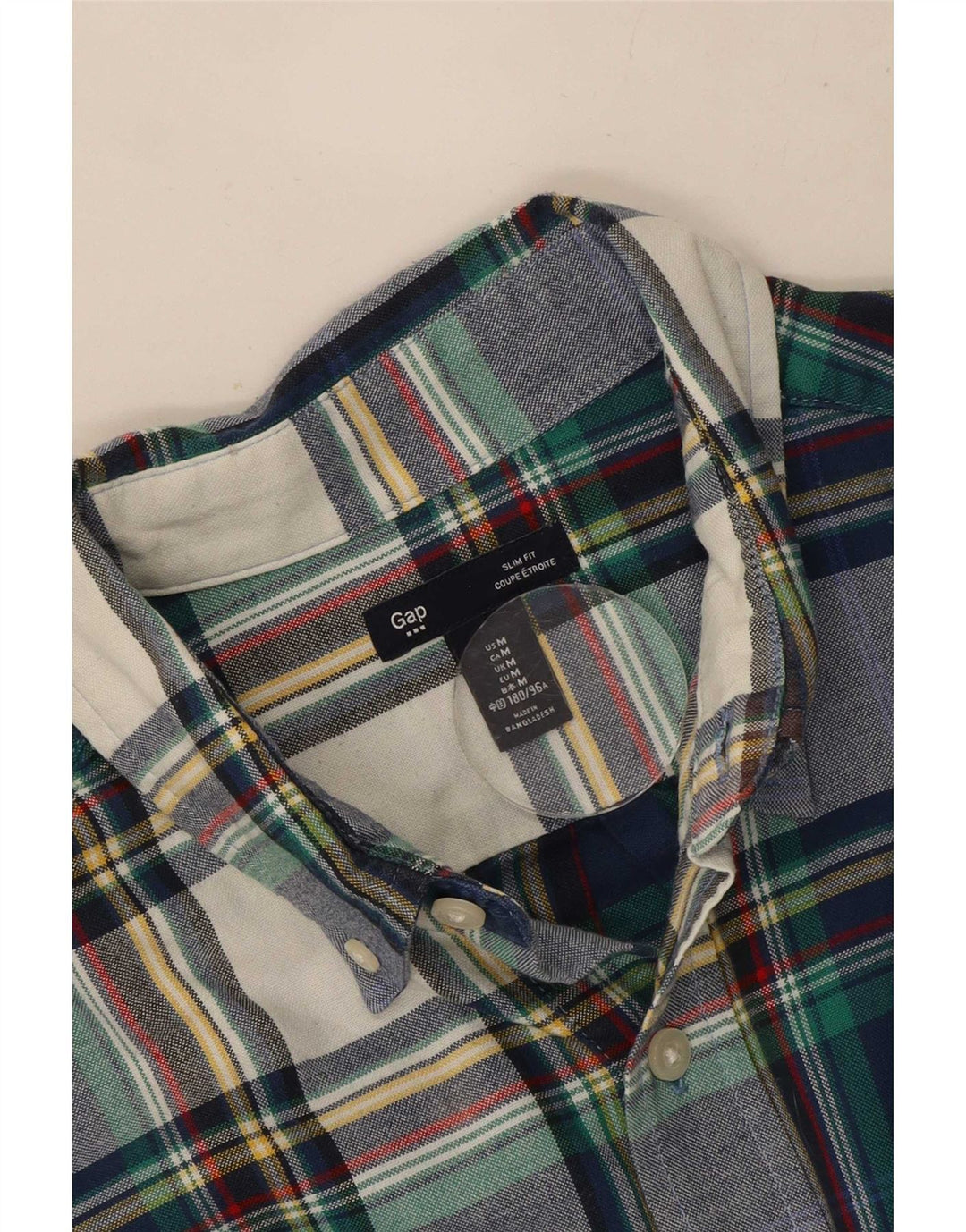 Camisa Gap Slim Fit De Algodón A Cuadros Azul Marino Medio
