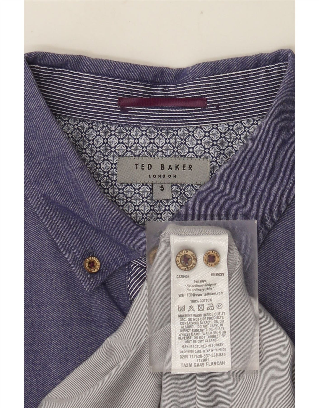 TED BAKER Camisa para hombre Talla 5 XL Algodón morado