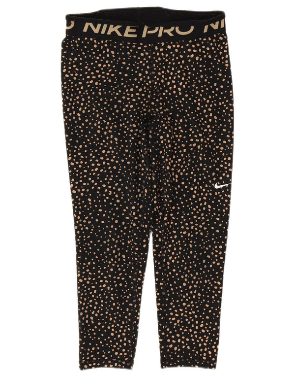 NIKE Leggings capri gráficos para mujer UK 12 Mediano Poliéster con manchas negras