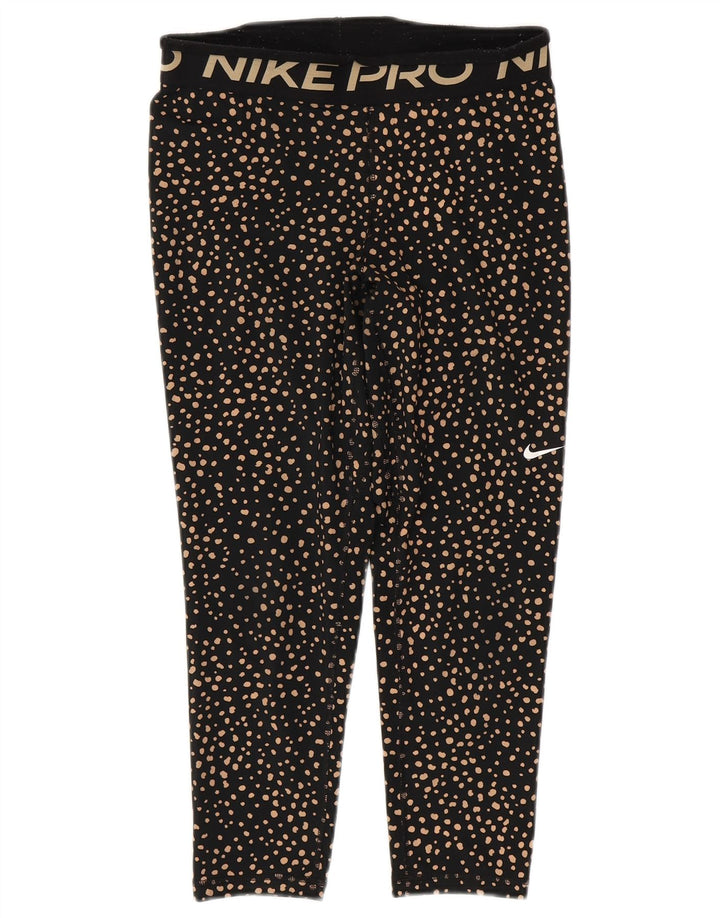 NIKE Leggings capri gráficos para mujer UK 12 Mediano Poliéster con manchas negras
