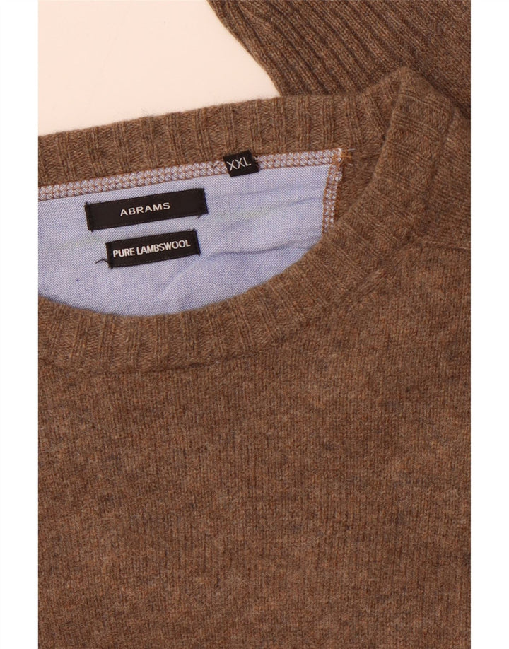 ABRAMS Jersey de cuello redondo para hombre, talla 2XL, lana de cordero marrón