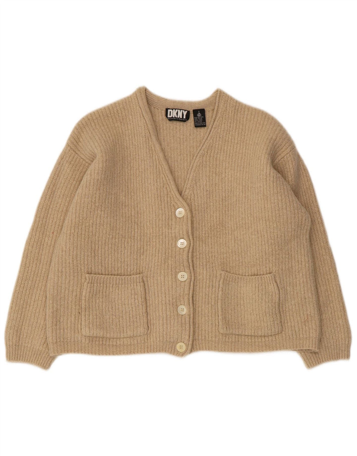 Dkny Suéter tipo cárdigan extragrande para mujer UK 10 Small Beige Wool
