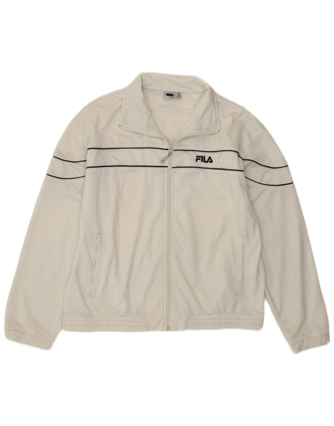 Fila Mens Chándal Top Chaqueta Pequeña Poliéster Blanco