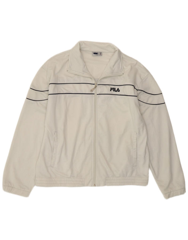 Fila Mens Chándal Top Chaqueta Pequeña Poliéster Blanco