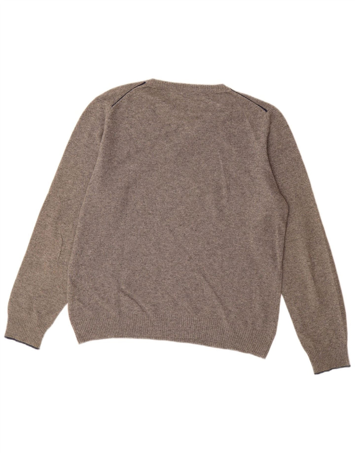 Conte of Florence - Jersey con cuello en V para hombre, lana gris medio