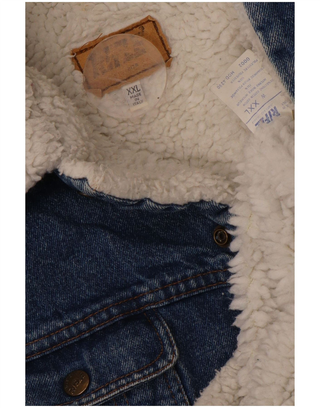 RIFLE Chaqueta vaquera Sherpa para hombre UK 44 2XL Algodón azul