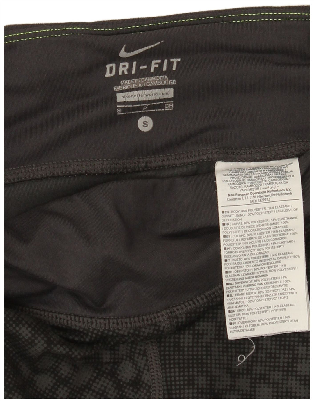 Nike Dri Fit Capri Leggings para mujer UK 8 Pequeño Negro Geométrico Poliéster