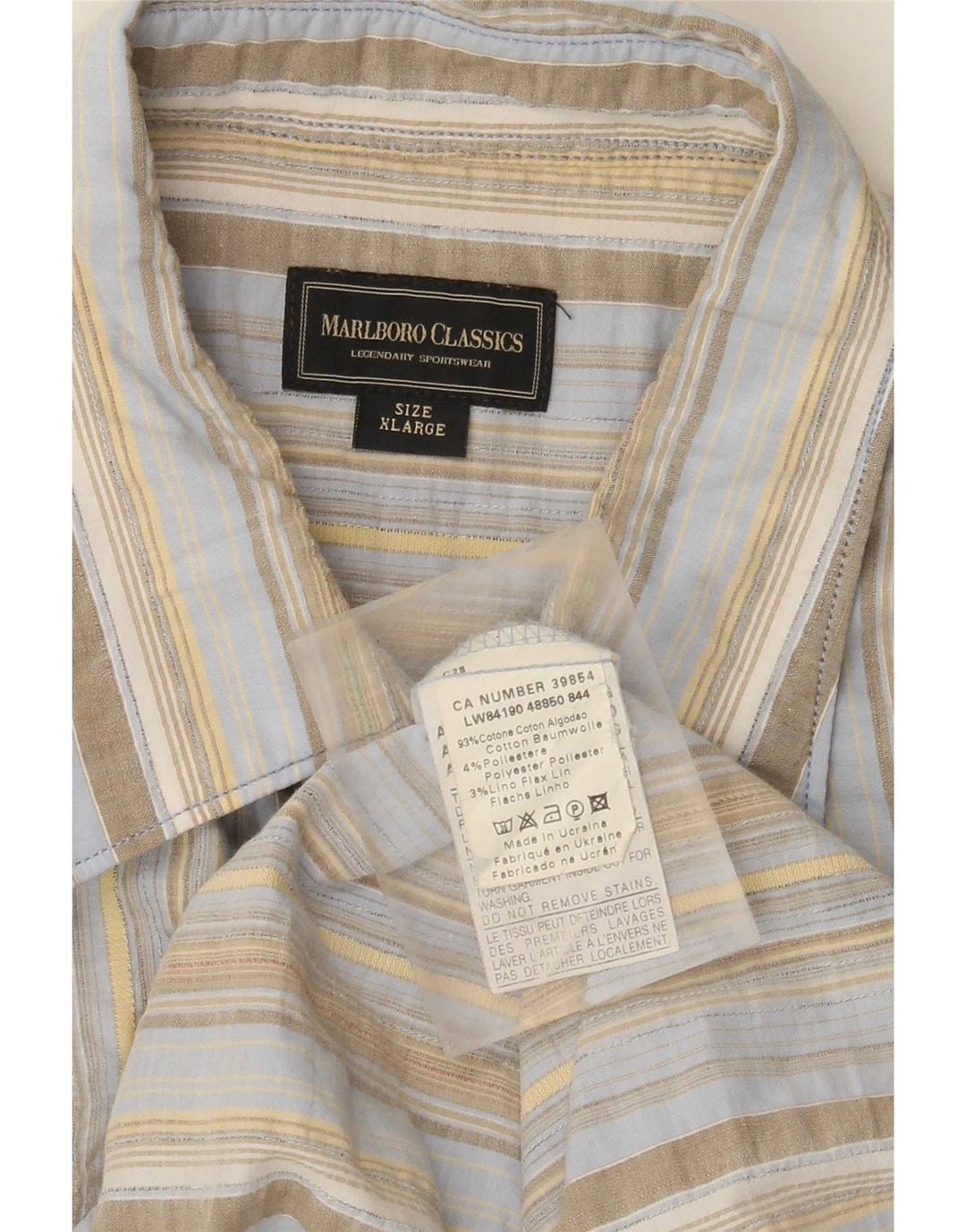 Camisa Marlboro Classics Hombre XL Algodón Rayas Azul