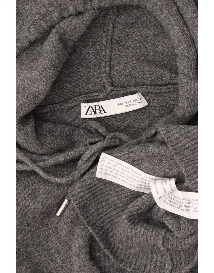 Zara - Jersey extragrande con capucha para mujer, talla 10, poliéster gris pequeño