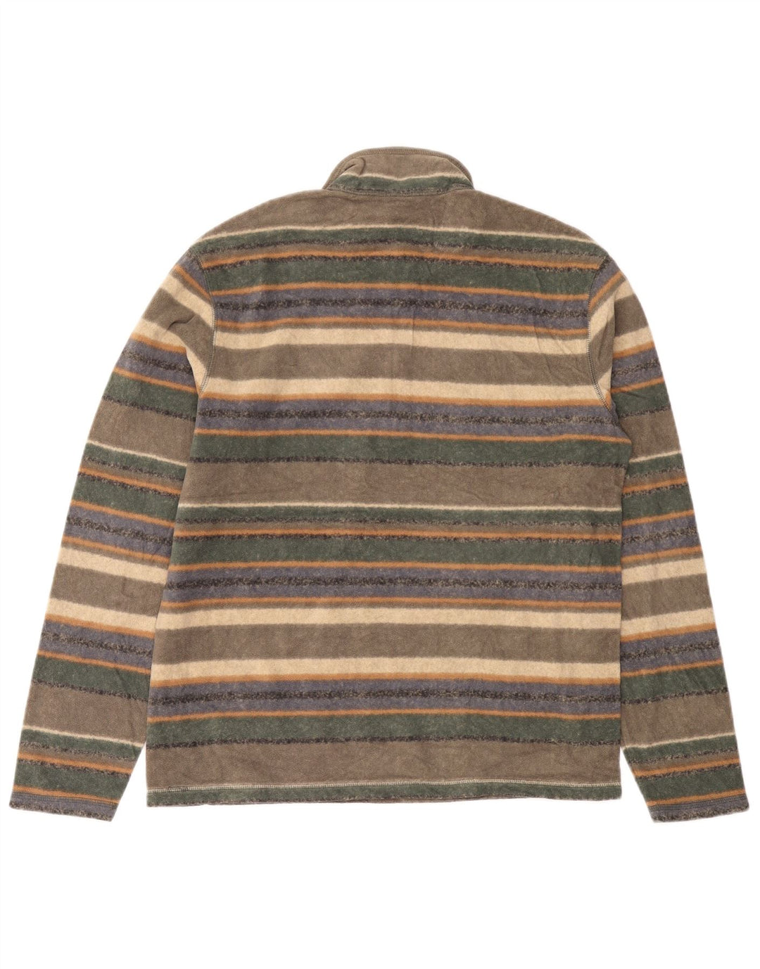 EDDIE BAUER Jersey de forro polar con cuello y cremallera para hombre, tamaño mediano, multicolor, a rayas