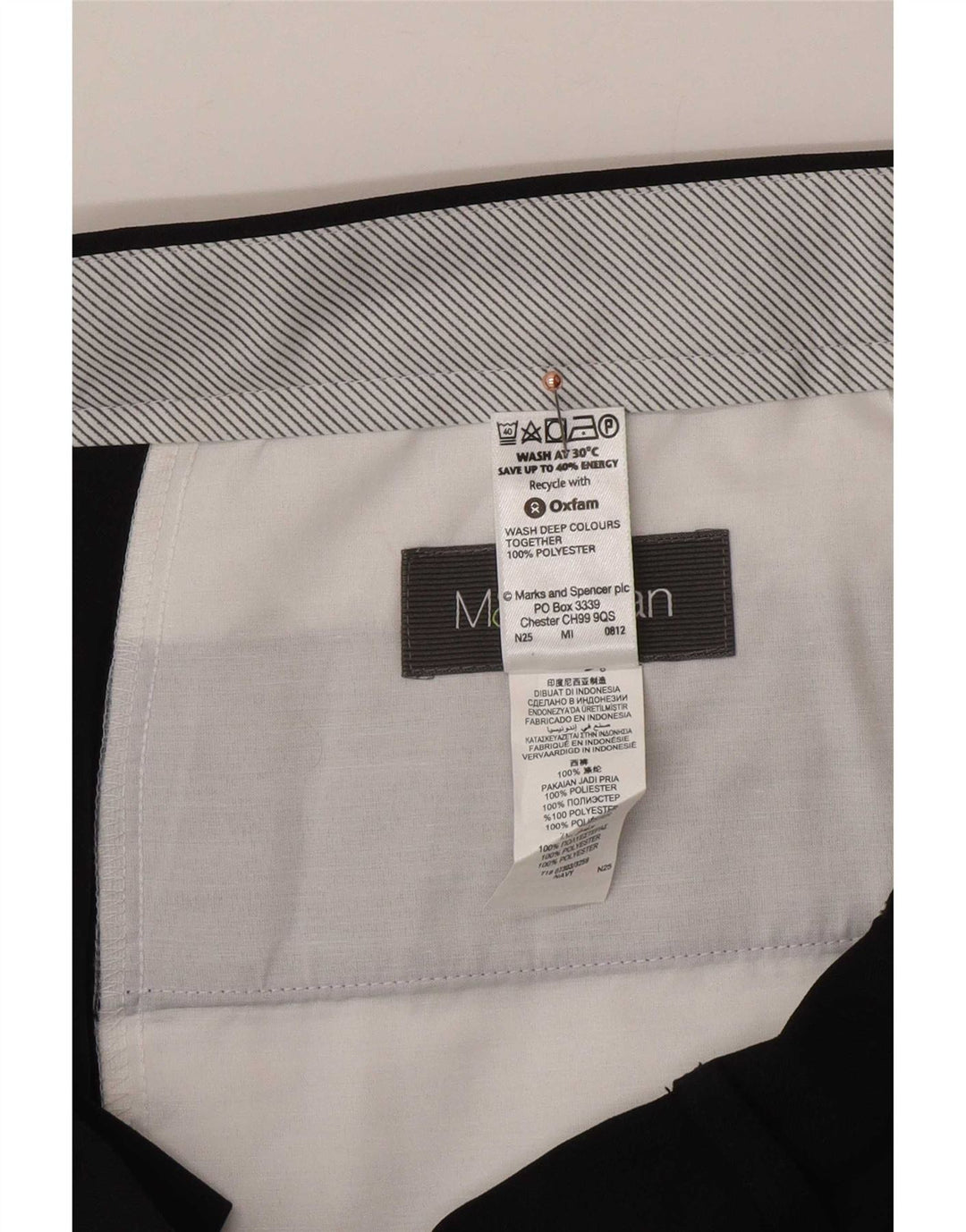 Marks & Spencer Pantalones casuales rectos para hombre W36 L31 Poliéster azul marino