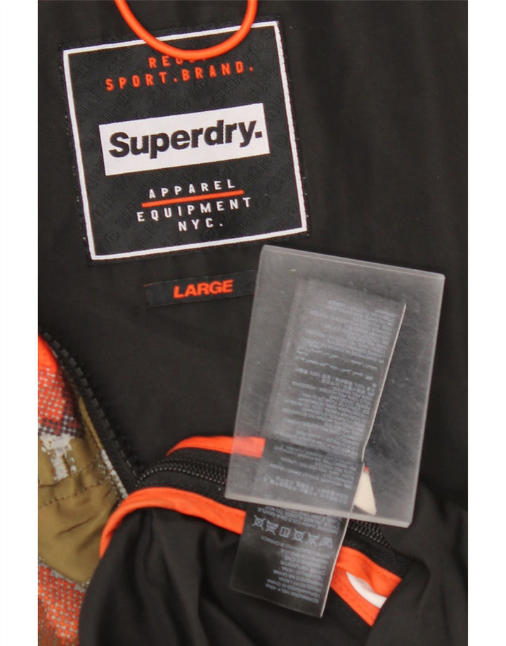SUPERDRY Chaqueta impermeable tipo jersey con capucha para hombre, talla 40, talla grande, color negro con lunares