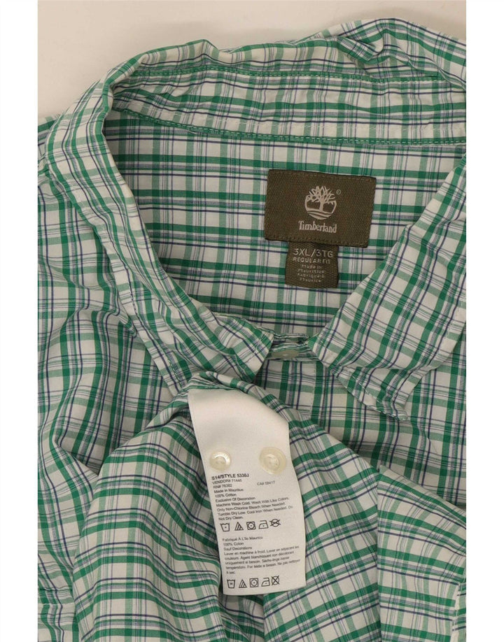 Timberland Camisa de corte regular para hombre, talla 3XL, algodón a cuadros verde