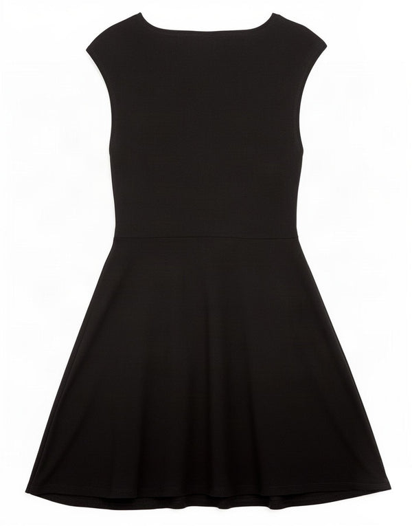 Topshop Womens Sleeveless A-Line Dress UK 12 Medium Black Cotton