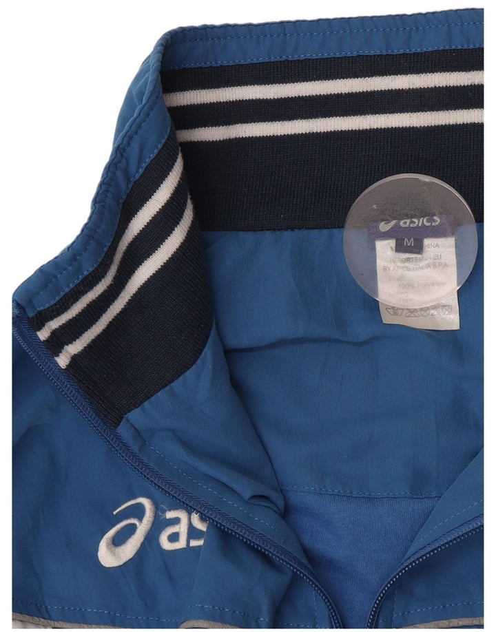 Asics Hombre Graphic Chándal Top Chaqueta Poliéster Colorblock Azul Medio