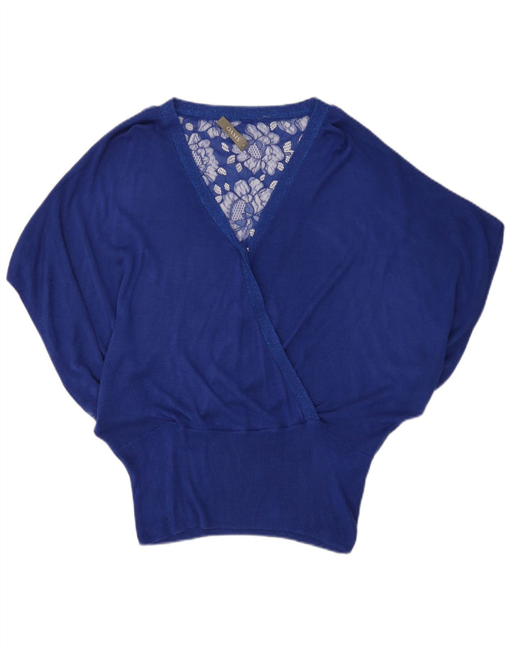 Oasis Blusa De Ala De Murciélago Para Mujer UK 44 Viscosa Floral Azul Medio