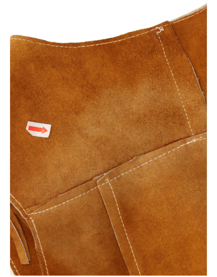 VINTAGE Chaleco de ante para mujer Reino Unido 10 Pequeño Marrón