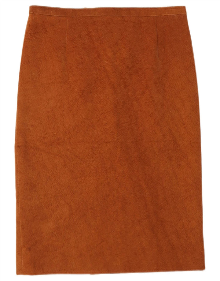 Falda recta vintage de ante para mujer W30 Marrón medio
