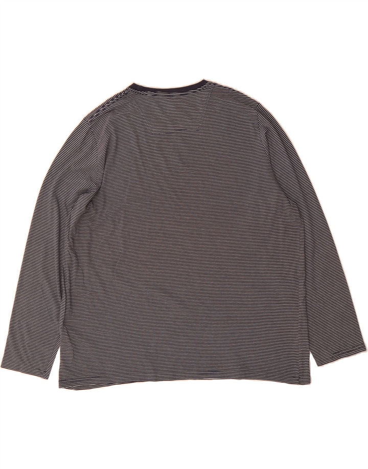 JOULES Mens Top Long Sleeve 2XL Grey Pinstripe Cotton Vintage Joules and Second-Hand Joules from Messina Hembry 
