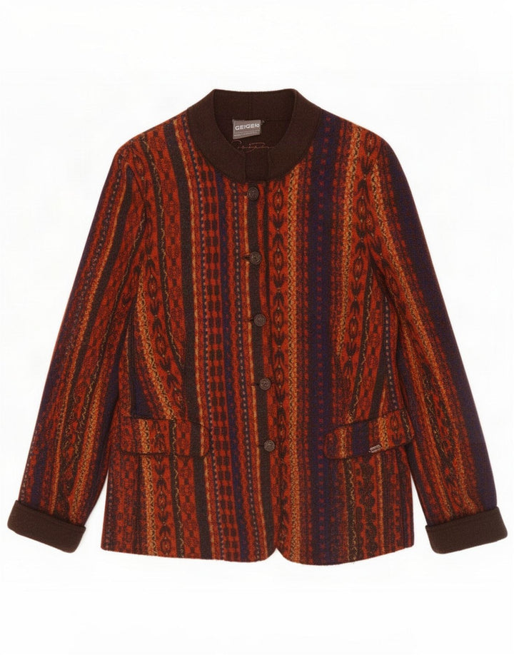 Chaqueta tipo blazer de 5 botones para mujer Geiger UK 44 Mediana Multicolor Geométrica