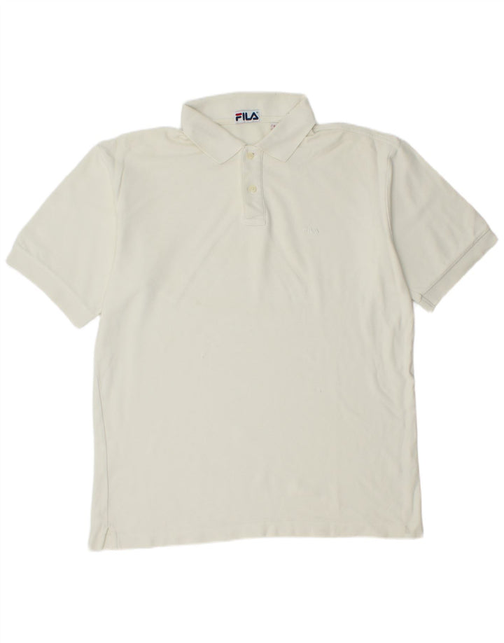FILA Mens Polo Shirt IT 54 Large Off White Cotton