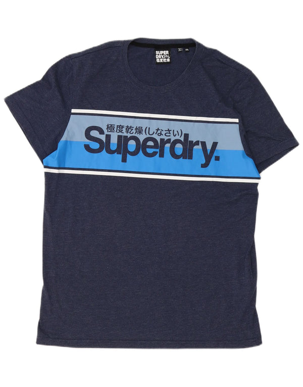 Superdry Camiseta con gráfico de popelina para hombre 2XL Azul marino Colorblock