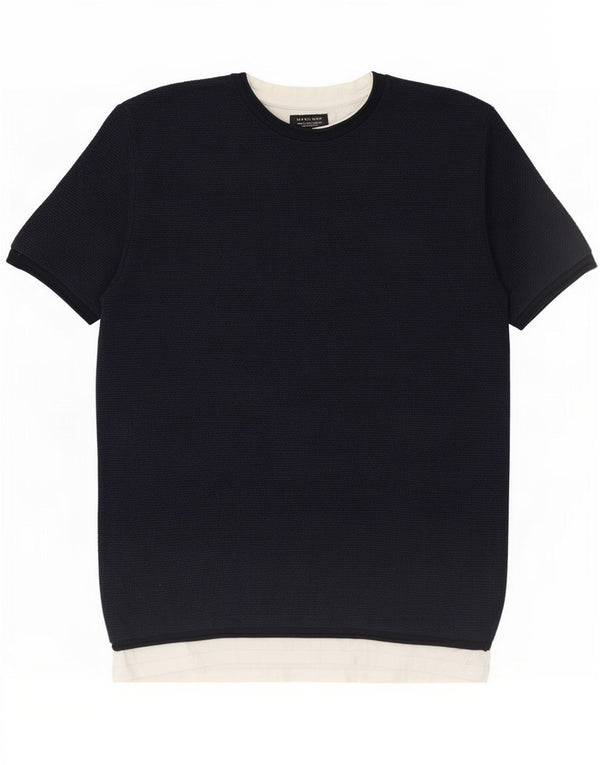 Zara Hombre Camiseta Top Grande Azul Marino Colorblock