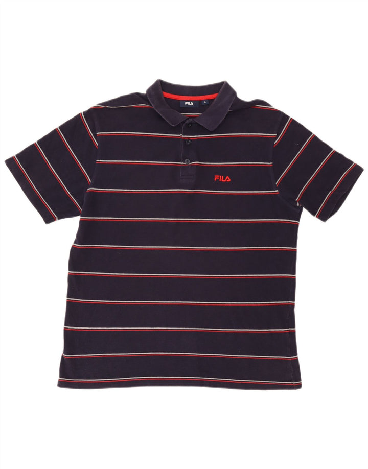 Fila Polo para hombre de algodón a rayas azul marino grande