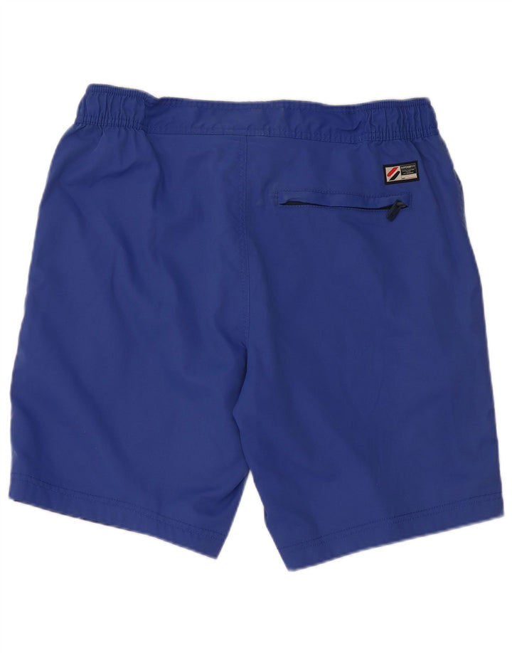 SUPERDRY Bañador con estampado gráfico para hombre, talla grande, poliéster azul