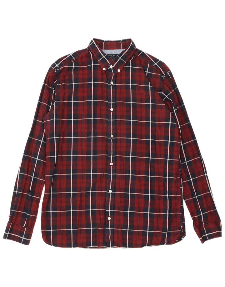 Camisa Jack & Jones Hombre XL Algodón a cuadros burdeos