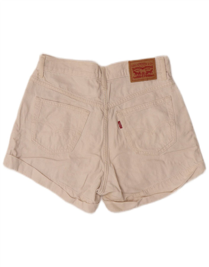 Levi's Mom Pantalones cortos vaqueros de cintura alta W27 Small Off White Classic para mujer