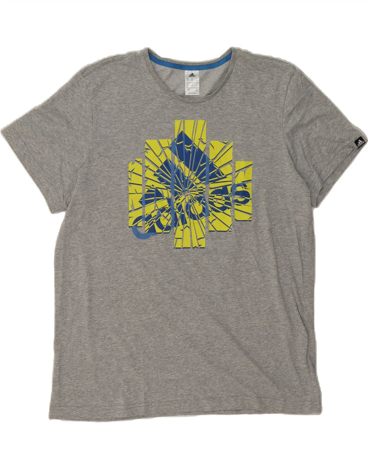 ADIDAS Mens Graphic T-Shirt Top XL Grey Vintage Adidas and Second-Hand Adidas from Messina Hembry 