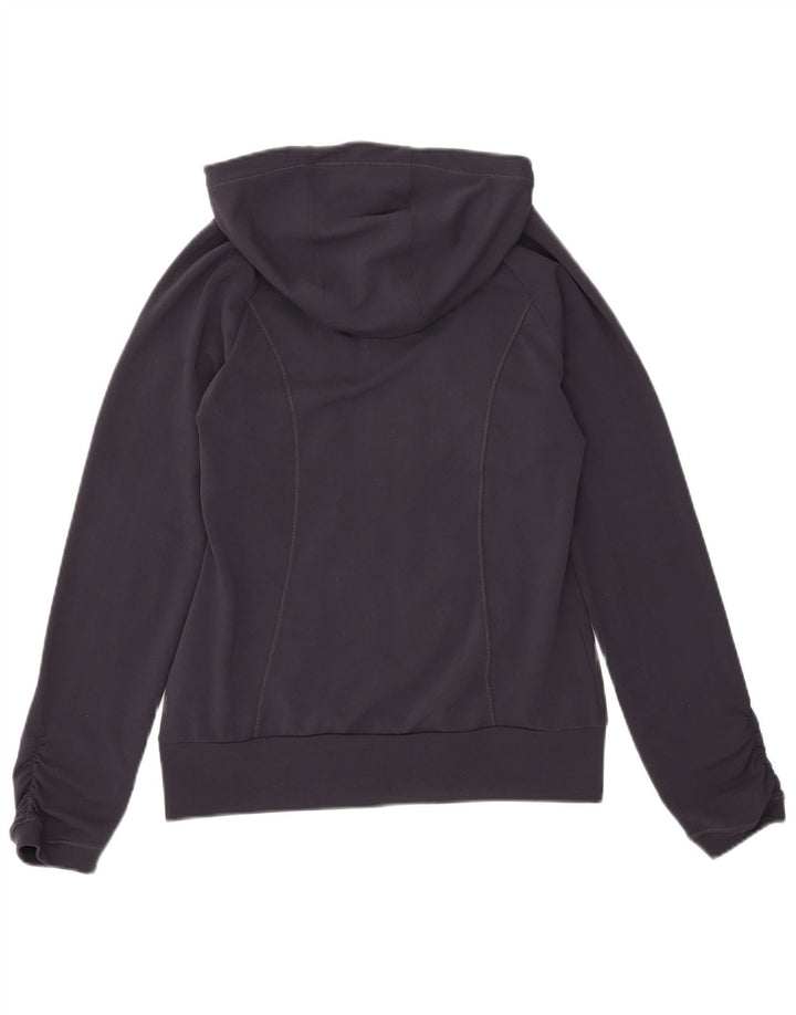Adidas - Sudadera con capucha para mujer con cremallera gráfica, talla 40, poliéster, color azul marino mediano