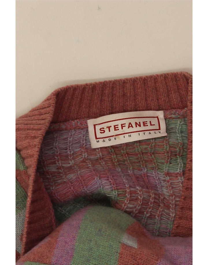 Stefanel Cárdigan para Mujer UK 40 XL Multicolor Geométrico
