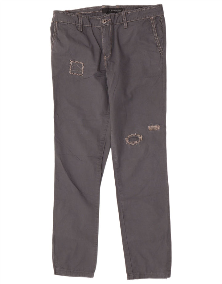 Pantalones chinos rectos Calvin Klein para mujer W28 L29 Gris