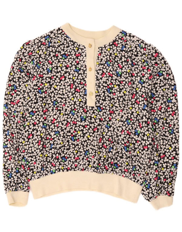 Vintage mujer manga larga blusa Top UK 18 XL multicolor floral