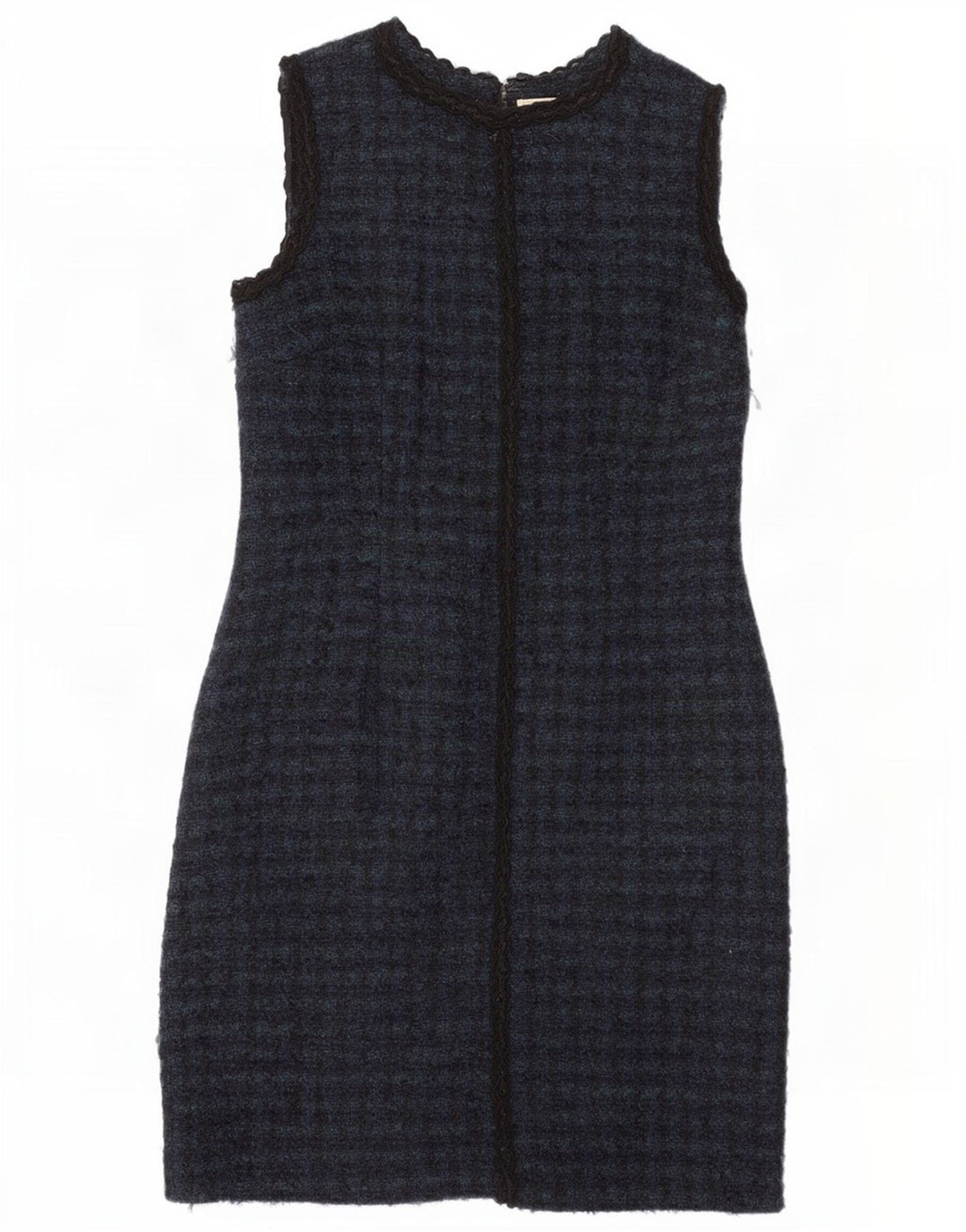 Brora Vestido tubo sin mangas para mujer UK 44 Lana de pata de gallo azul marino grande