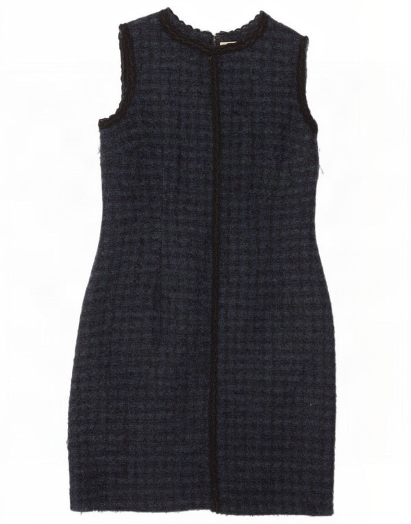 Brora Vestido tubo sin mangas para mujer UK 44 Lana de pata de gallo azul marino grande