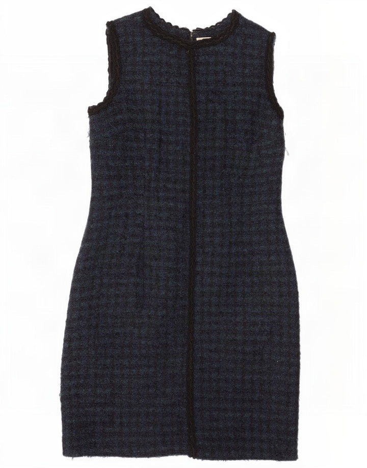 Brora Vestido tubo sin mangas para mujer UK 44 Lana de pata de gallo azul marino grande