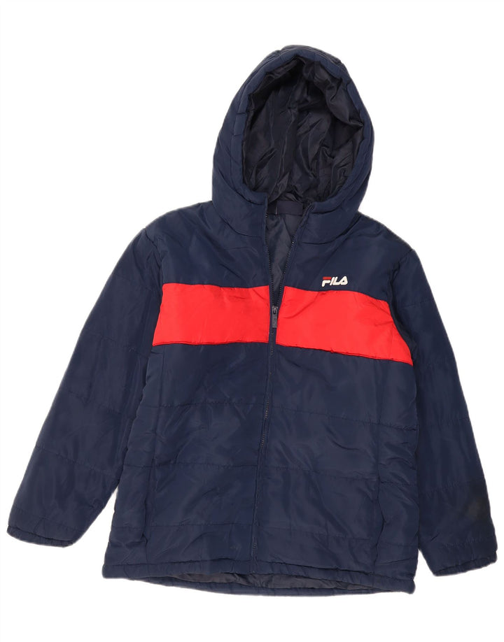 FILA Chaqueta acolchada con capucha para niño 15-16 años Azul marino Poliéster color block