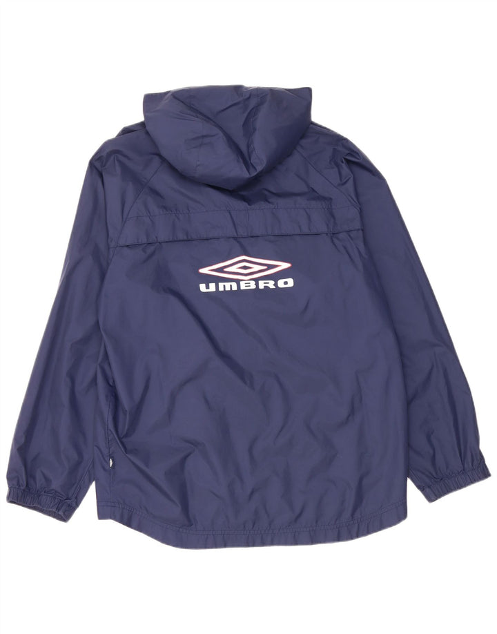 UMBRO Chaqueta impermeable con capucha y gráfico para hombre UK 36 Small Azul marino Nylon