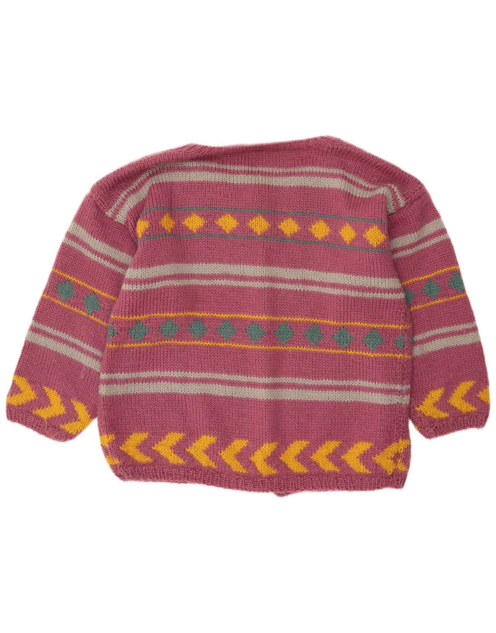 VINTAGE Suéter Cárdigan para Mujer Reino Unido 18 XL Rayas Púrpuras