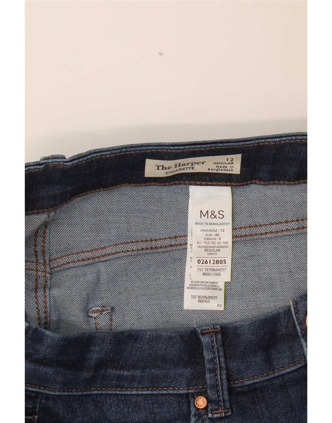 Marks & Spencer Jeans rectos The Harper para mujer UK 12 Medium W30 L27 Azul