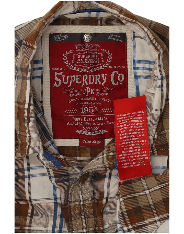 Superdry Camisa De Franela XL De Algodón A Cuadros Marrón
