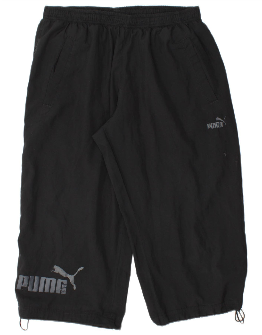 PUMA Pantalones de chándal capri gráficos para hombre, talla grande, color negro