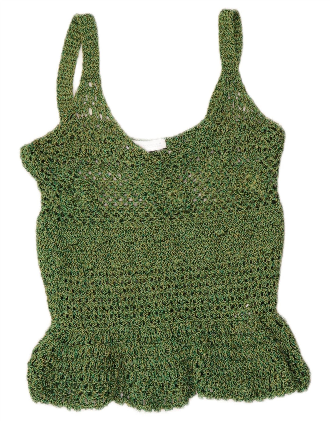 Zara Mujer Crochet Cami Top UK 8 Pequeño Poliéster Verde