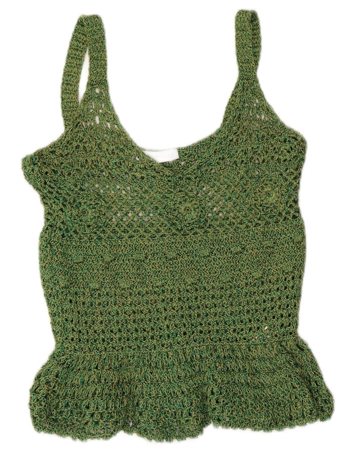 Zara Mujer Crochet Cami Top UK 8 Pequeño Poliéster Verde